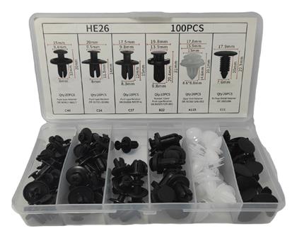 CarMotion Πλαστικά Κλιπ Αυτοκινήτου 100τμχ