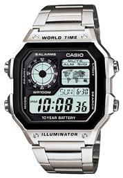 Casio Ψηφιακό Ρολόι Χρονογράφος Μπαταρίας με Ασημί Μεταλλικό Μπρασελέ