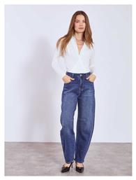 Celestino Γυναικείο Τζιν Barrel Strass Loose Fit Μπλε
