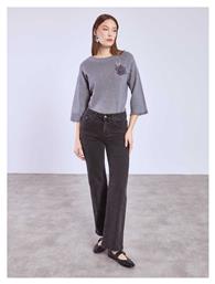 Celestino Γυναικείο Τζιν Wide Leg Μονόχρωμο Loose Fit Μαύρο