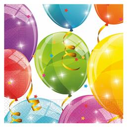 Χαρτοπετσέτες Sparkling Balloons Χαρτοπετσέτες 33x33 cm Πολύχρωμες 33x33εκ. 16τμχ