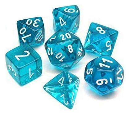 Chessex Dungeons & Dragons Translucent Teal/white Mini Polyhedral 7-die Set Dice 7τμχ Translucent Teal/White Mini Polyhedral από το Public