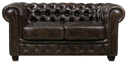 Chesterfield τ.689 Διθέσιος Καναπές Γνήσιο Δέρμα Καφέ 160x92εκ. Ε9574-2 από το Esmarket