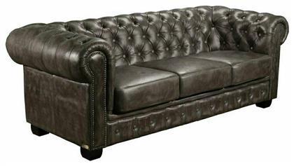 Chesterfield τ.689 Τριθέσιος Καναπές Γνήσιο Δέρμα Καφέ 201x92εκ. από το Designdrops