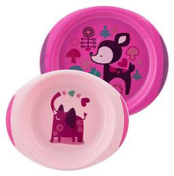 Chicco Παιδικό Σετ Φαγητοδοχείου από Πλαστικό Ροζ 2τμχ