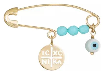 Χρυσή Παραμάνα Κ9 Κωνσταντινάτο Μπλε Πέτρες 045940 045940 Χρυσός 9 Καράτια