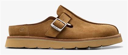 Clarks Δερμάτινες Χειμερινές Ανδρικές Παντόφλες Καφέ