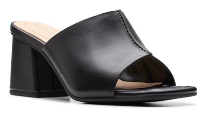 Clarks Δερμάτινα Mules με Χαμηλό Τακούνι σε Μαύρο Χρώμα