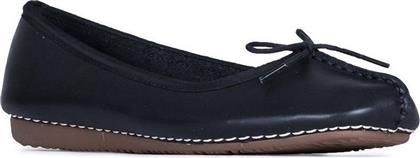 Clarks Freckle Ice Δερμάτινες Ανατομικές Μπαλαρίνες σε Μαύρο Χρώμα