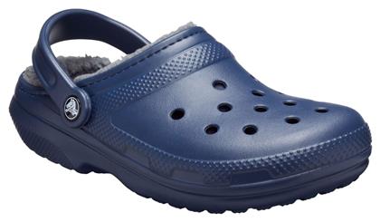 Crocs Classic Fuzz Lined Κλειστές Χειμερινές Ανδρικές Παντόφλες με Γούνα Μπλε