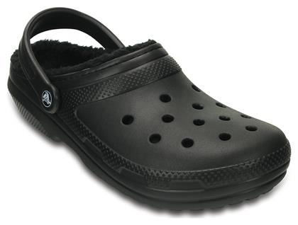 Crocs Classic Fuzz Lined Κλειστές Χειμερινές Ανδρικές Παντόφλες με Γούνα Μαύρες