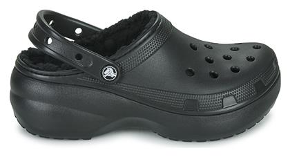 Crocs Classic Platform Lined Σαμπό με Γούνα Μαύρα από το Spartoo