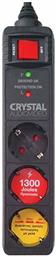 Crystal Audio CP3-1300-70 Πολύπριζο Ασφαλείας 3 Θέσεων με Διακόπτη και Καλώδιο 1.5m Μαύρο