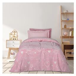 Das Home Κουβέρτα Fleece Hearts Φωσφορίζουσα Fuschia - White 160x220εκ.