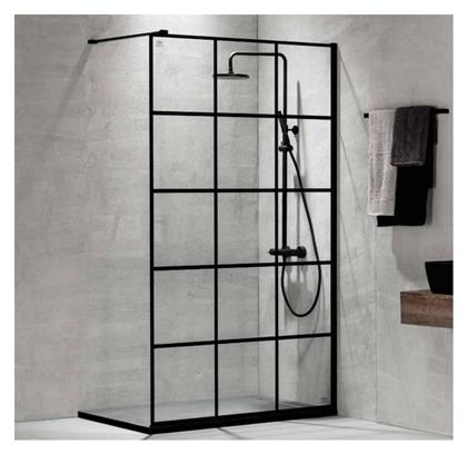 Devon Iwis Decor Walk-in Διαχωριστικό Ντουζιέρας 100x200cm Clean Glass Black Matt