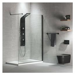 Devon Iwis Walk-in Διαχωριστικό Ντουζιέρας 80x200cm Clean Glass Black Matt