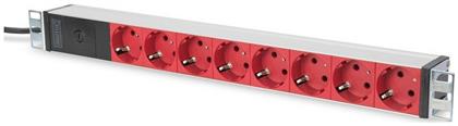 Digitus Πολύπριζο Rack με 8 Safety Outlets Κόκκινο