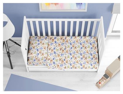 Dimcol Dino Βρεφικό Σεντόνι Κούνιας Βαμβακερό με Λάστιχο Γαλάζιο 70x140εκ. από το Tres Chic