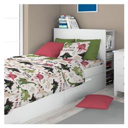 Dimcol Σετ Σεντόνια Μονά Βαμβακερά Dinosaur 518 Multi 160x240cm 3τμχ