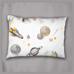 Dimcol Βρεφική Μαξιλαροθήκη από 100% Βαμβάκι White-grey 45x35εκ.