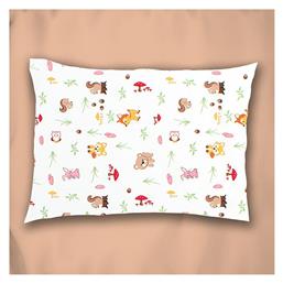 Dimcol Βρεφική Μαξιλαροθήκη από 100% Βαμβάκι White-pink 45x35εκ.