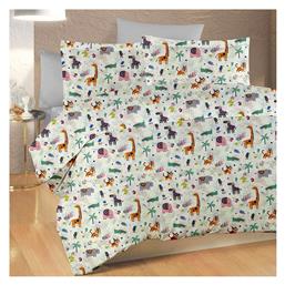 Dimcol Βρεφική Παπλωματοθήκη Bebe White-Multi 120x160εκ.