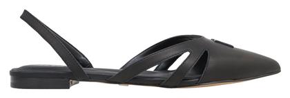 DKNY Δερμάτινες Γυναικείες Μπαλαρίνες Slingback σε Μαύρο Χρώμα