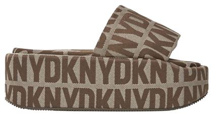 DKNY Γυναικεία Σανδάλια Flatforms σε Καφέ Χρώμα