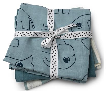 Done by Deer Friends Πάνες Αγκαλιάς από Μουσελίνα Μπλε 70x70εκ. 3τμχ