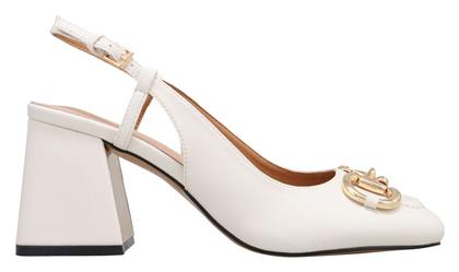 E45-19191 Slingback Envie - Off White - Οικολογικο Δερμα