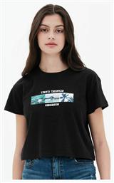 Emerson Γυναικείο Αθλητικό Crop T-shirt Μαύρο