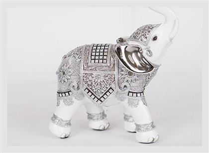 Επιτραπεζιο Διακοσμητικο Ελεφαντας Λευκος Ασημι 17x7x19cm 12898 752-11543