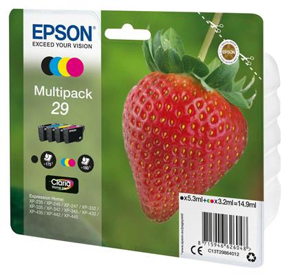 Epson 29 Πακέτο 4 Μελανιών Εκτυπωτή InkJet Κίτρινο / Κυανό / Ματζέντα / Μαύρο (C13T29864010 C13T29864012) από το Public