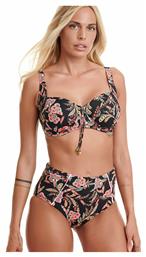 Erka Mare Set Bikini Floral Ψηλόμεσο Μαύρο