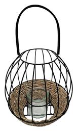 Espiel Φαναράκι Ψάθινο Επιτραπέζιο Μαύρο 20x20x19εκ.