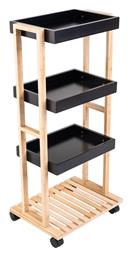 Estia Bamboo Essentials Τρόλεϊ Κουζίνας Ξύλινο Μαύρο 3 Θέσεων 40x30x88cm