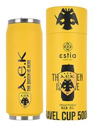 Estia Travel Cup Save the Aegean Ποτήρι Θερμός Ανοξείδωτο BPA Free ΑΕΚ B.C. 500ml με Καλαμάκι