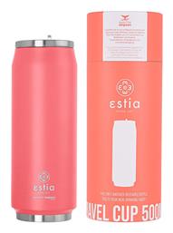 Estia Travel Cup Save The Aegean Ποτήρι Θερμός με Καλαμάκι Pastel Coral 500ml