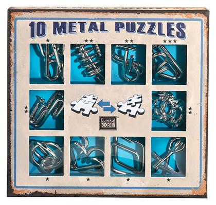 Eureka Puzzles 10 Puzzles Γρίφος από Μέταλλο Blue για 8+ Ετών 10-B