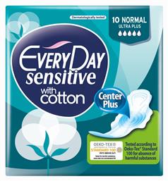 Every Day Sensitive with Cotton Normal Ultra Plus Σερβιέτες με Φτερά για Κανονική Ροή 5 Σταγόνες 10τμχ