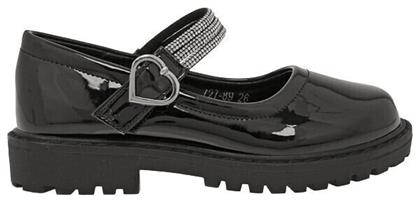 Exe Παιδικές Μπαλαρίνες με Ρυθμιζόμενο Μεταλλικό Κούμπωμα Δερμάτινες Μαύρες