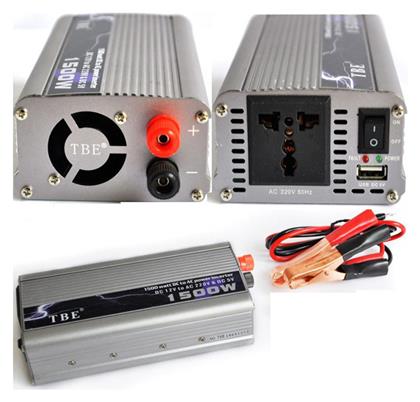 Factory TBE Inverter Αυτοκινήτου Τροποποιημένου Ημιτόνου 1500W για Μετατροπή 12V DC σε 220V AC με 1xUSB