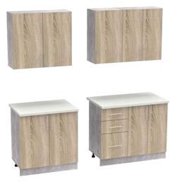 Festa V Σετ Ντουλάπια Κουζίνας Κρεμαστά & Δαπέδου με Πάγκο Εργασίας Sonoma Απόχρωση 180x60x85εκ.