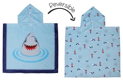Flapjackkids UPF50+ Shark/Nautical Παιδικό Πόντσο Θαλάσσης Διπλής Όψης σε Γαλάζιο χρώμα