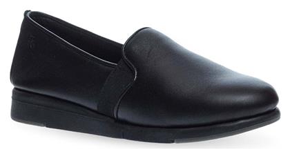 Flex&Go Δερμάτινα Γυναικεία Slip-On Μαύρα