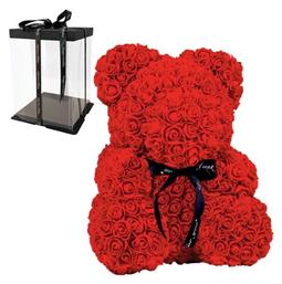 Fly Digital Αρκουδάκι από Τεχνητά Τριαντάφυλλα Teddy Bear Roses Κόκκινο 25cm Σε Κουτί