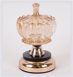 Φοντανιέρα Γυάλινη με Καπάκι 10x20cm Χρυσή