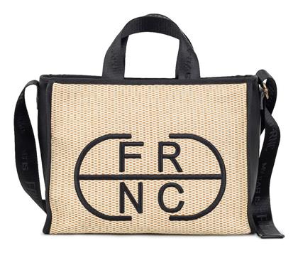 Frnc Γυναικεία Shopping Bag Beige Black 8041-bb από το Tsakiris Mallas