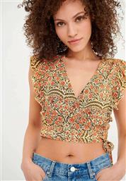 Funky Buddha Γυναικείο Crop Top Αμάνικο Καλοκαιρινό Floral Dark Orange