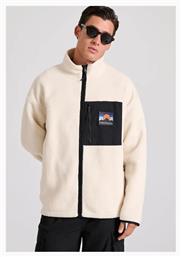 Funky Buddha Ανδρική Ζακέτα Fleece με Φερμουάρ Λευκή